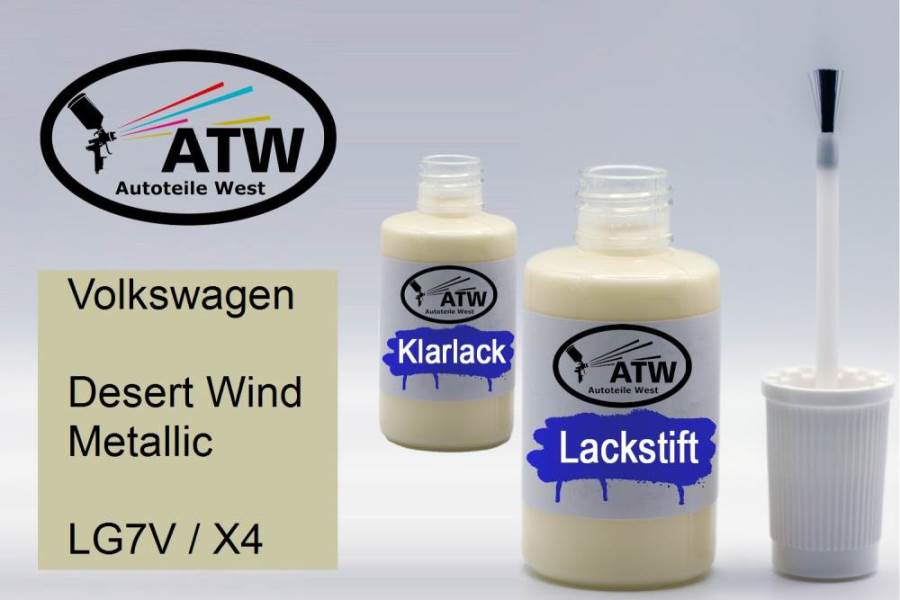 Volkswagen, Desert Wind Metallic, LG7V / X4: 20ml Lackstift + 20ml Klarlack - Set, von ATW Autoteile West.